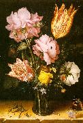 Berghe, Christoffel van den, Bouquet of Flowers on a Stone Ledge